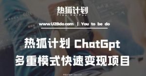 热狐计划：王大陆ChatGpt多重变现实操课，多种模式快速变现-16888副业资讯
