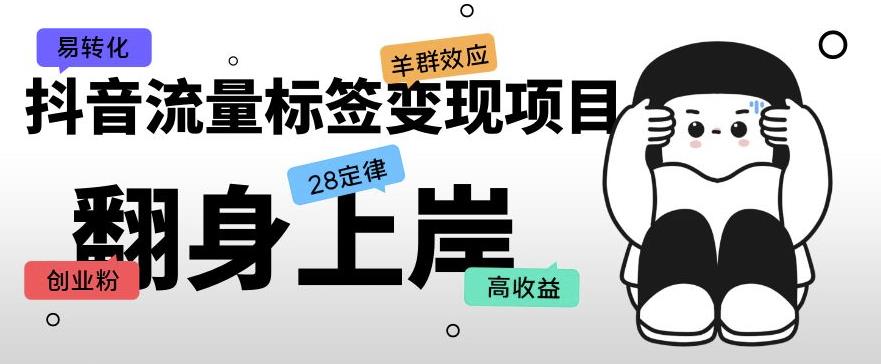 抖音流量标签变现项目，抖音创业粉轻松转化，单价高收益简单-16888副业资讯