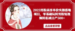 2023男粉高客单价实操落地项目,零基础玩转男粉短视频转私域日产500+-16888副业资讯