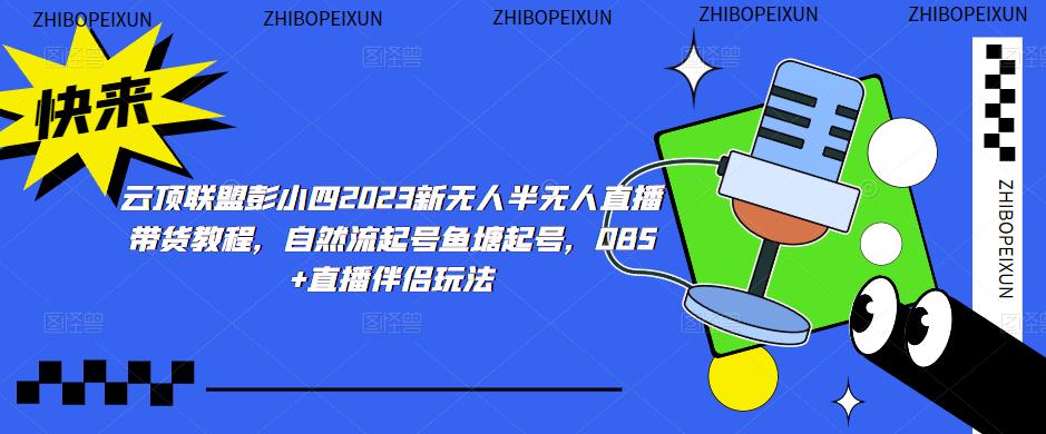 云顶联盟彭小四2023新无人半无人直播带货教程，自然流起号鱼塘起号，OBS+直播伴侣玩法-16888副业资讯