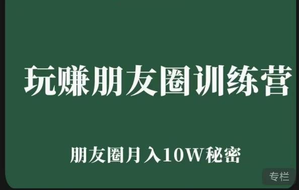 玩赚朋友圈系统课，朋友圈月入10W的秘密，​7天系统图文课程-16888副业资讯