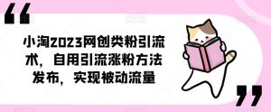 小淘2023网创类粉引流术,自用引流涨粉方法发布,实现被动流量-16888副业资讯