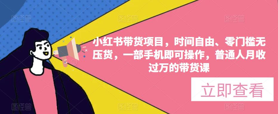 小红书带货项目，时间自由、零门槛无压货，一部手机即可操作，普通人月收过万的带货课-16888副业资讯