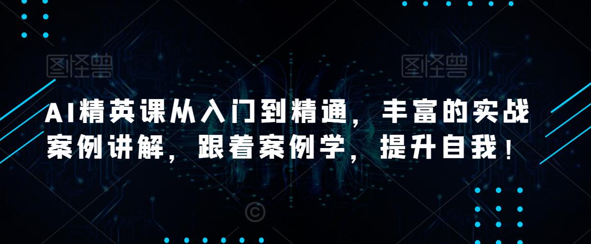AI精英课从入门到精通，丰富的实战案例讲解，跟着案例学，提升自我！-16888副业资讯