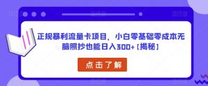 正规暴利流量卡项目,小白零基础零成本无脑照抄也能日入300+【揭秘】-16888副业资讯