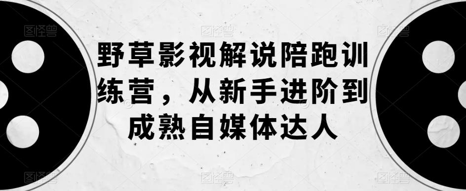 野草影视解说陪跑训练营，从新手进阶到成熟自媒体达人-16888副业资讯