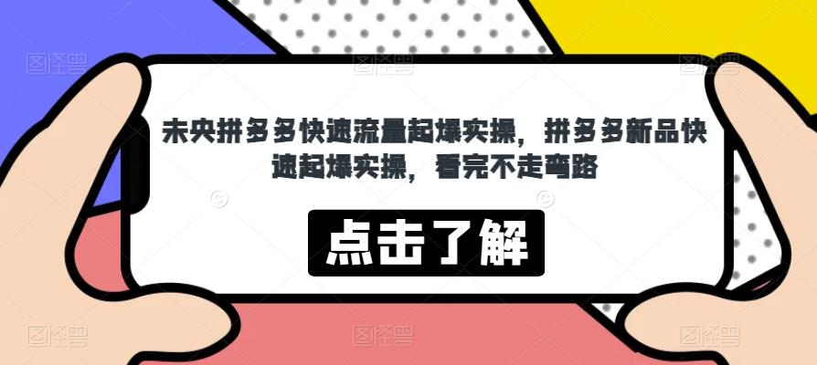 未央拼多多快速流量起爆实操，拼多多新品快速起爆实操，看完不走弯路-16888副业资讯