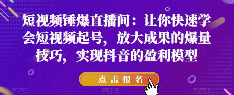 短视频锤爆直播间：让你快速学会短视频起号，放大成果的爆量技巧，实现抖音的盈利模型-16888副业资讯