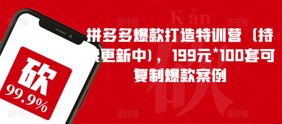 拼多多爆款打造特训营（持续更新中)，199元*100套可复制爆款案例-16888副业资讯