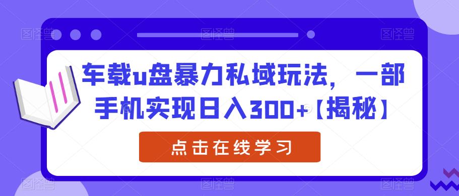 车载u盘暴力私域玩法，一部手机实现日入300+【揭秘】-16888副业资讯
