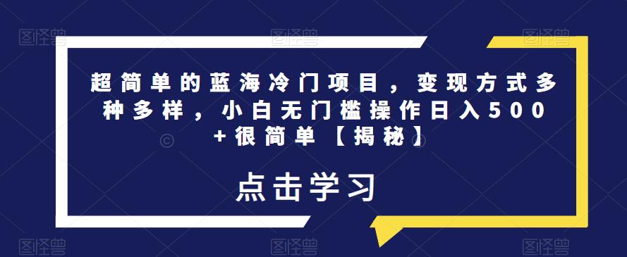 超简单的蓝海冷门项目，变现方式多种多样，小白无门槛操作日入500+很简单【揭秘】-16888副业资讯