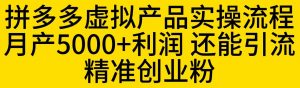 拼多多虚拟产品实操流程，月产5000+利润，还能引流精准创业粉【揭秘】-16888副业资讯