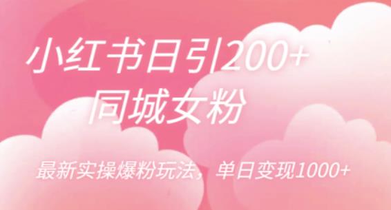 小红书日引200+同城女粉，最新实操爆粉玩法，单日变现1000+【揭秘】-16888副业资讯