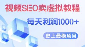 视频SEO出售虚拟产品每天稳定2-5单利润1000+史上最稳定私域变现项目【揭秘】-16888副业资讯