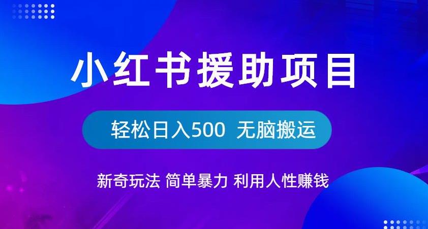 小红书援助项目新奇玩法，简单暴力，无脑搬运轻松日入500【揭秘】-16888副业资讯