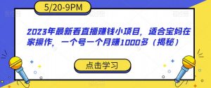 2023年最新看直播赚钱小项目,适合宝妈在家操作,一个号一个月赚1000多(揭秘)-16888副业资讯