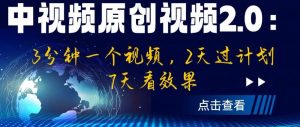 中视频原创视频2.0：3分钟一个视频，2天过计划，7天看效果【揭秘】-16888副业资讯