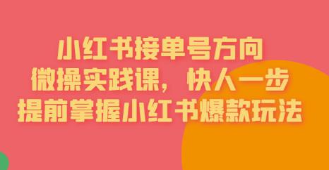 接单号方向·小红书微操实践课，快人一步，提前掌握小红书爆款玩法-16888副业资讯