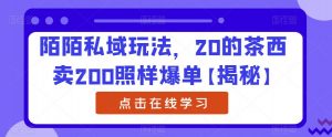 陌陌私域玩法，20的茶西卖200照样爆单【揭秘】-16888副业资讯
