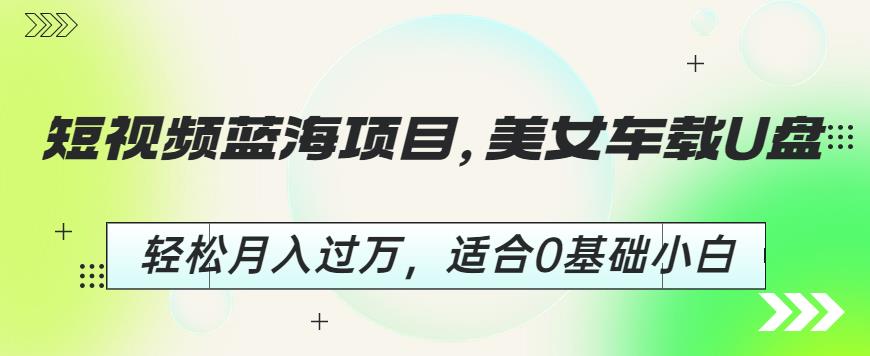 短视频蓝海项目，美女车载U盘，轻松月入过万，适合0基础小白【揭秘】-16888副业资讯