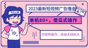 2023最新玩法短视频广告撸金,亲测单机收益80+,可矩阵,傻瓜式操作,小白可上手【揭秘】-16888副业资讯