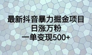 最新抖音暴力掘金项目,日涨万粉,一单变现500+【揭秘】-16888副业资讯