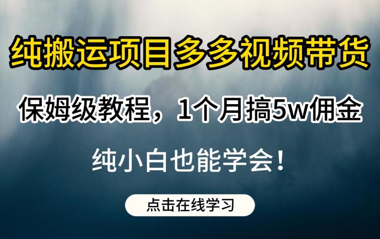 纯搬运项目多多视频带货保姆级教程，1个月搞5w佣金，纯小白也能学会【揭秘】-16888副业资讯