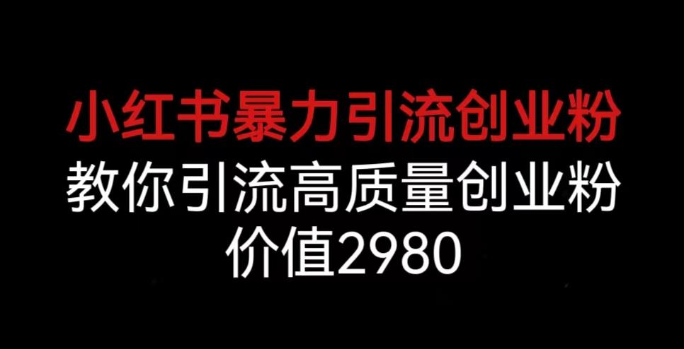 小红书暴力引流创业粉，教你引流高质量创业粉，价值2980【揭秘】-16888副业资讯