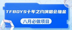 最新蓝海项目，靠最近非常火的TFBOYS十年之约演唱会流量掘金，八月必做的项目【揭秘】-16888副业资讯