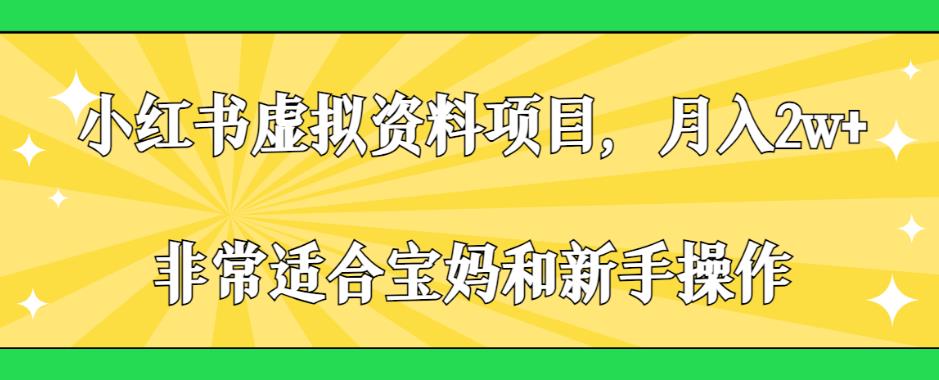 小红书虚拟资料项目，月入2w+，非常适合宝妈和新手操作【揭秘】-16888副业资讯