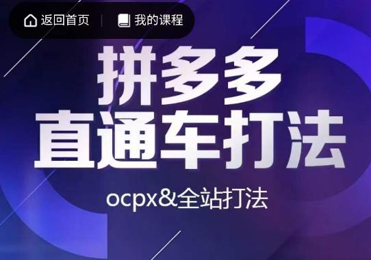 互力·拼多多直通车打法，ocpx&全站打法-16888副业资讯