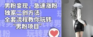 男粉变现,急速涨粉独家二创方法,全套流程教你玩转“男粉项目”【揭秘】-16888副业资讯