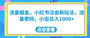 流量掘金，小红书注会新玩法，流量密码，小白日入1000+【揭秘】-16888副业资讯