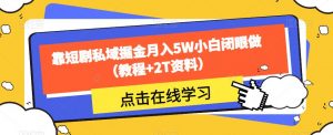 靠短剧私域掘金月入5W小白闭眼做(教程+2T资料)-16888副业资讯