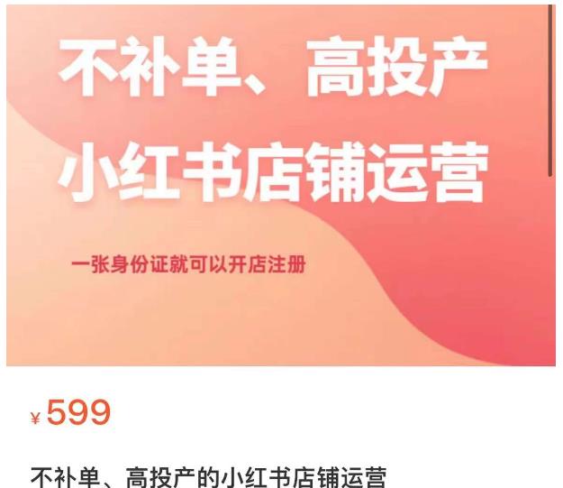 不补单、高投产的小红书店铺运营，一张身份证就可以开店注册-16888副业资讯