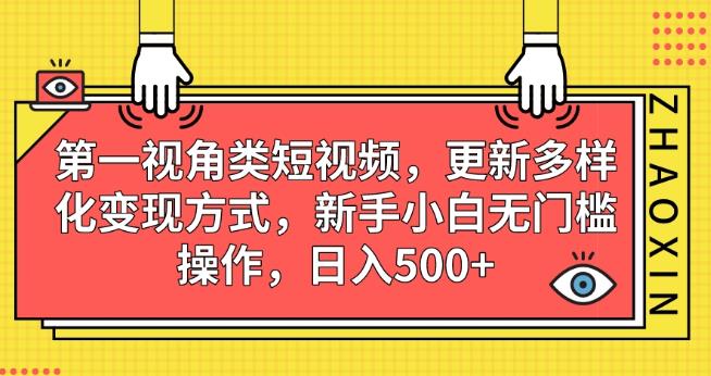 第一视角类短视频，更新多样化变现方式，新手小白无门槛操作，日入500+【揭秘】-16888副业资讯