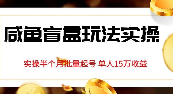 独家首发咸鱼盲盒玩法实操，半个月批量起号单人15万收益【揭秘】-16888副业资讯