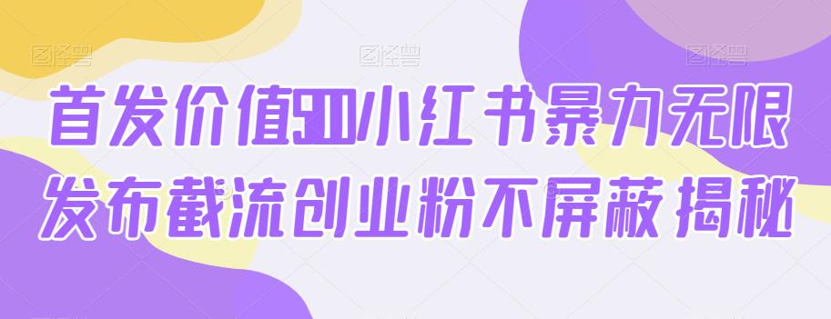 首发价值5100小红书暴力无限发布截流创业粉不屏蔽揭秘-16888副业资讯
