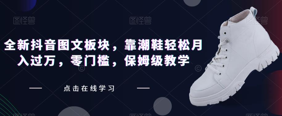 全新抖音图文板块，靠潮鞋轻松月入过万，零门槛，保姆级教学【揭秘】-16888副业资讯