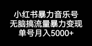 小红书暴力音乐号,无脑搞流量暴力变现,单号月入5000+-16888副业资讯