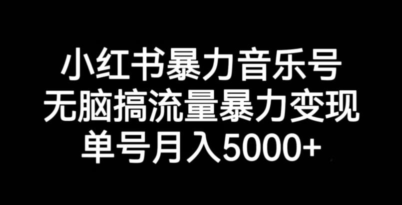 小红书暴力音乐号，无脑搞流量暴力变现，单号月入5000+-16888副业资讯