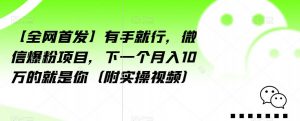 【全网首发】有手就行,微信爆粉项目,下一个月入10万的就是你(附实操视频)【揭秘】-16888副业资讯