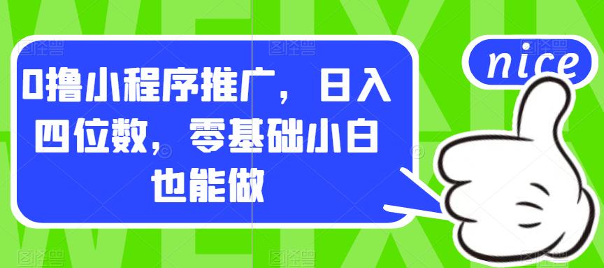 0撸小程序推广，日入四位数，零基础小白也能做【揭秘】-16888副业资讯