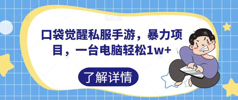 口袋觉醒私服手游，暴力项目，一台电脑轻松1w+【揭秘】-16888副业资讯