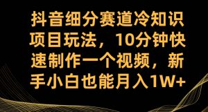 抖音细分赛道冷知识项目玩法,10分钟快速制作一个视频,新手小白也能月入1W+【揭秘】-16888副业资讯