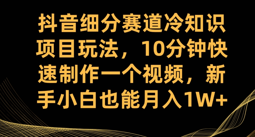 抖音细分赛道冷知识项目玩法，10分钟快速制作一个视频，新手小白也能月入1W+【揭秘】-16888副业资讯