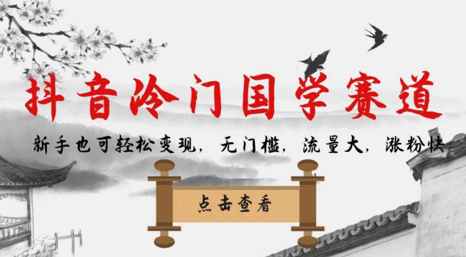 抖音冷门国学赛道，新手也可轻松变现，无门槛，流量大，涨粉快-16888副业资讯