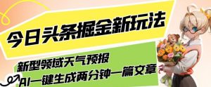 今日头条掘金新玩法，关于新型领域天气预报，AI一键生成两分钟一篇文章，复制粘贴轻松月入5000+-16888副业资讯