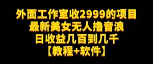 外面工作室收2999的项目最新美女无人撸音浪日收益几百到几千【教程+软件】(仅揭秘)-16888副业资讯
