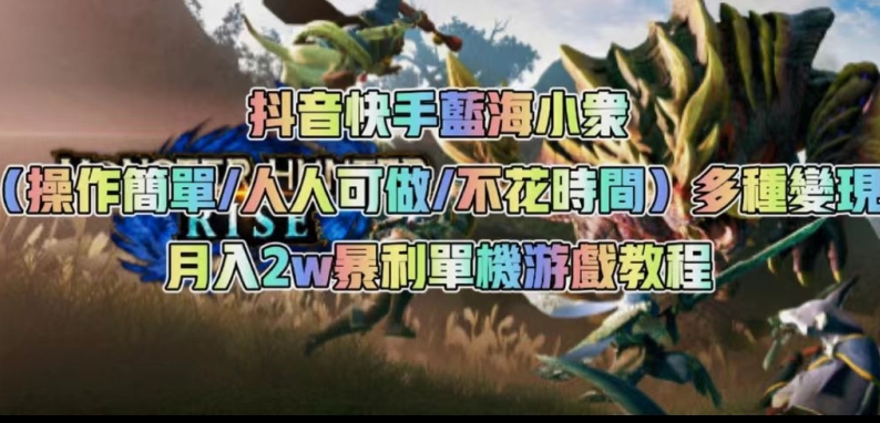 抖音快手蓝海小众（操作简单人人可做不花时间）多种变现月入2w＋暴利单机游戏教程-16888副业资讯